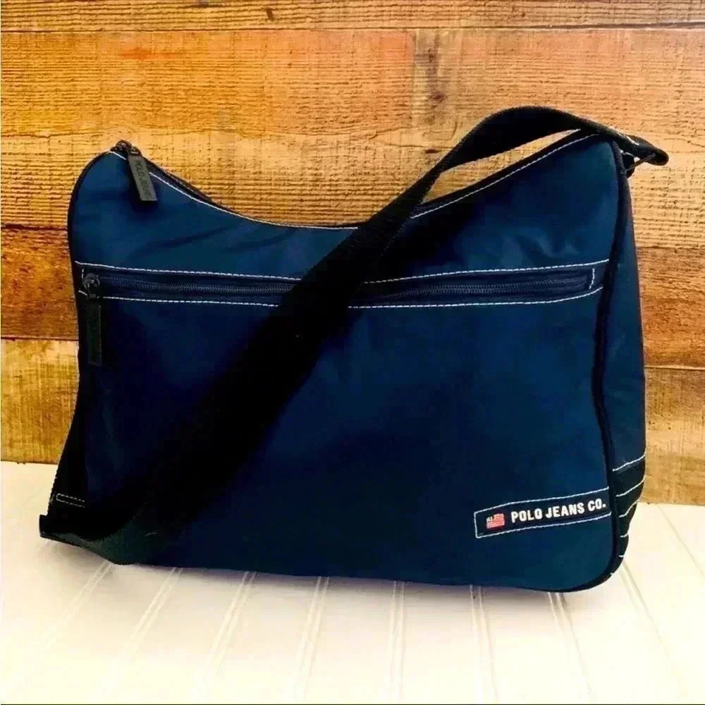 Vintage 90's Ralph Lauren Polo Sport Navy Messenger Bag